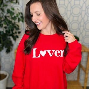 Red Lover Graphic Sweatshirt BY Wishlist ribbed crewneck NWT